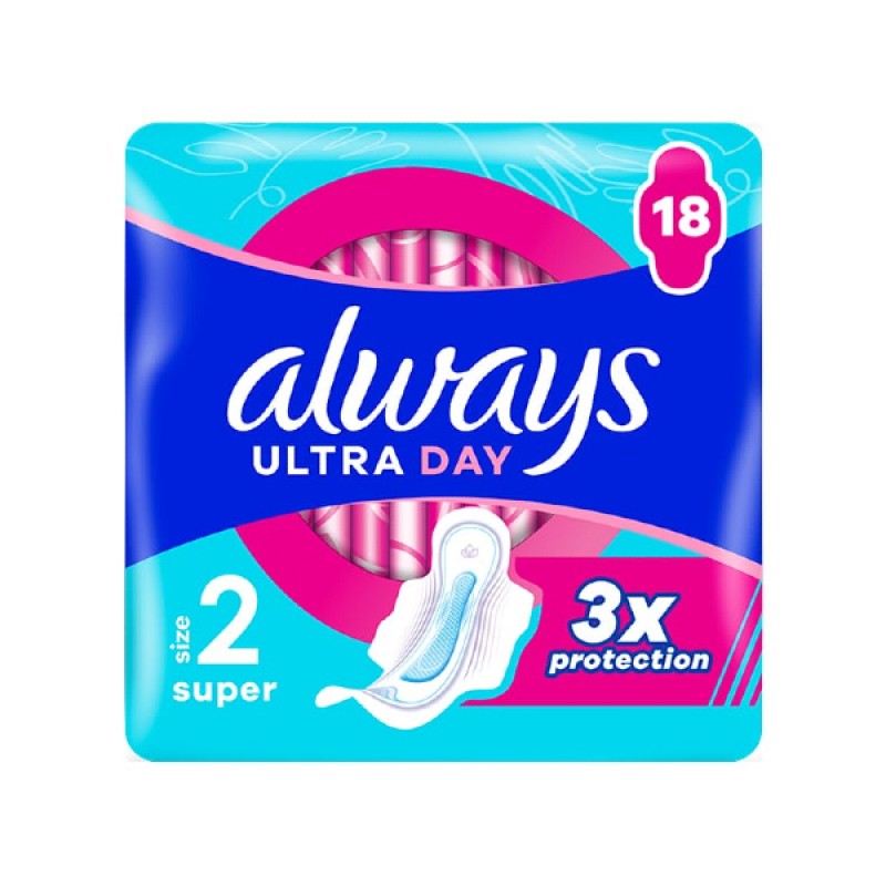 Always Ultra Day Super Σερβιέτες με Φτερά Μέγεθος 2, 18τμχ