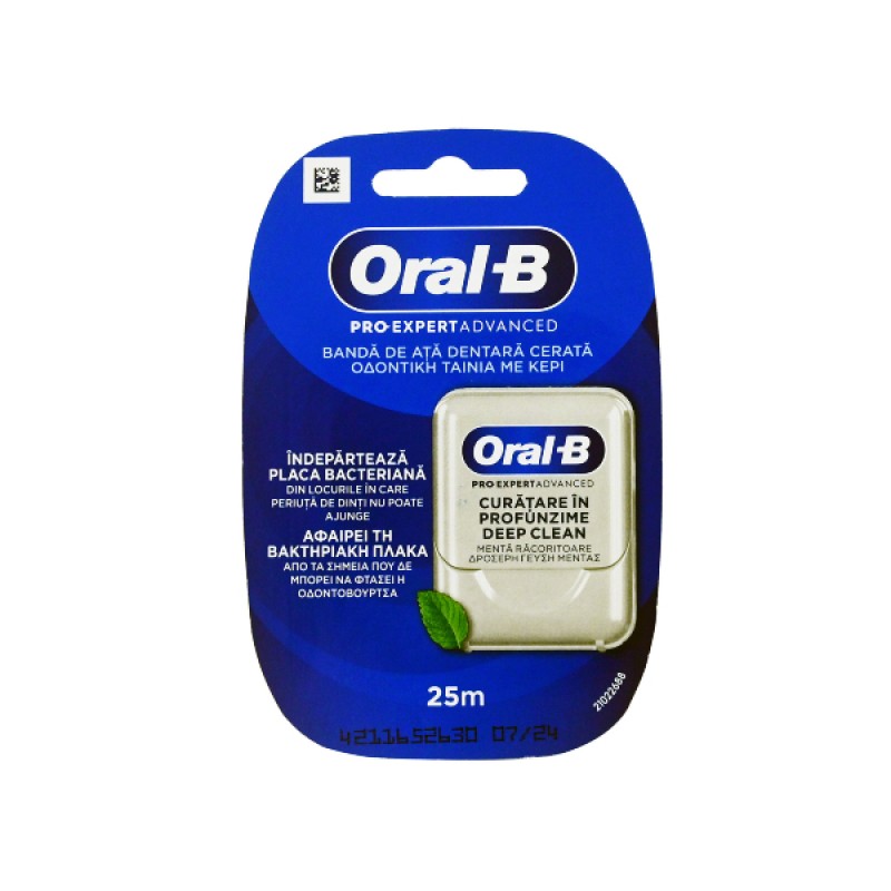 Oral-B Pro-Expert Advanced Deep Clean Οδοντικό Νήμα με Κερί & Δροσερή Γεύση Μέντας 25m, 1τμχ