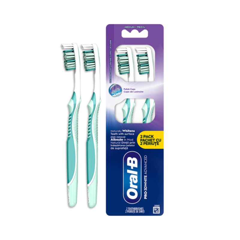 Oral -B Pro 3DWhite Advanced Οδοντόβουρτα Medium, 2τμχ Oral -B Pro 3DWhite Advanced Οδοντόβουρτα Medium, 2τμχ
