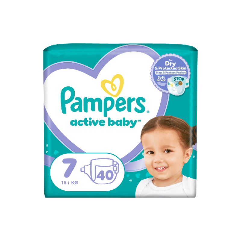 Pampers Active Baby Μέγεθος 7 (15+kg), 40τμχ Pampers Active Baby Μέγεθος 7 (15+kg), 40τμχ