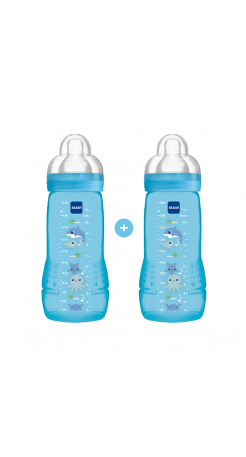 Mam Σετ Easy Active Anti-Colic Πλαστικά Μπιμπερό με Θηλή Σιλικόνης για 4m+, 2X330ml Mam Σετ Easy Active Anti-Colic Πλαστικά Μπιμπερό με Θηλή Σιλικόνης για 4m+, 2X330ml