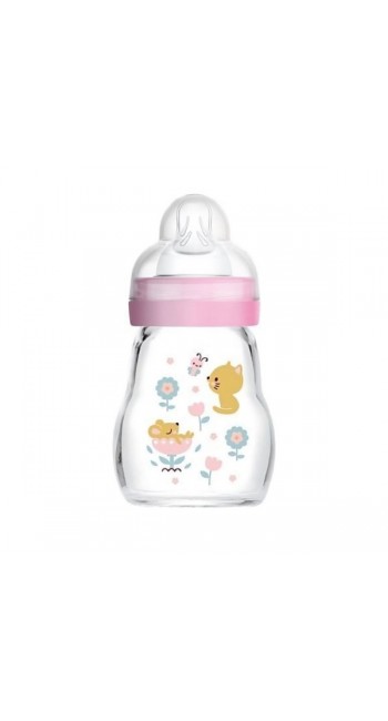 Mam Feel Good Γυάλινο Μπιμπερό με Θηλή Σιλικόνης 0m+, 170ml Mam Feel Good Γυάλινο Μπιμπερό με Θηλή Σιλικόνης 0m+, 170ml