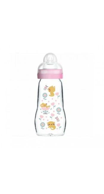 Mam Feel Good Γυάλινο Μπιμπερό με Θηλή Σιλικόνης 2m+, 260ml Mam Feel Good Γυάλινο Μπιμπερό με Θηλή Σιλικόνης 2m+, 260ml