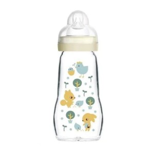 Mam Feel Good Γυάλινο Μπιμπερό με Θηλή Σιλικόνης 2m+, 260ml