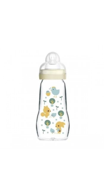Mam Feel Good Γυάλινο Μπιμπερό με Θηλή Σιλικόνης 2m+, 260ml Mam Feel Good Γυάλινο Μπιμπερό με Θηλή Σιλικόνης 2m+, 260ml