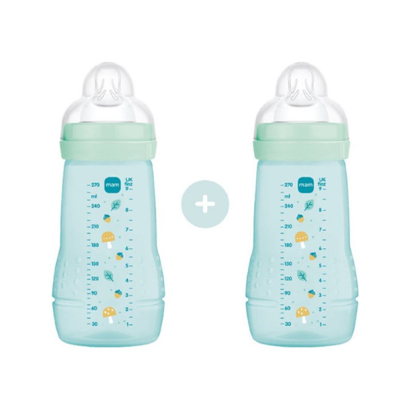 Mam Σετ Easy Active Anti-Colic Πλαστικά Μπιμπερό με Θηλή Σιλικόνης για 2m+, 2X270ml