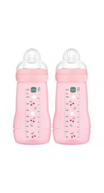 Mam Σετ Easy Active Anti-Colic Πλαστικά Μπιμπερό με Θηλή Σιλικόνης για 2m+, 2X270ml  Mam Σετ Easy Active Anti-Colic Πλαστικά Μπιμπερό με Θηλή Σιλικόνης για 2m+, 2X270ml