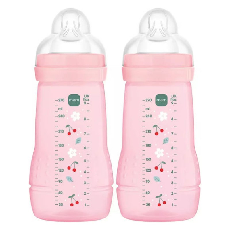 Mam Σετ Easy Active Anti-Colic Πλαστικά Μπιμπερό με Θηλή Σιλικόνης για 2m+, 2X270ml 